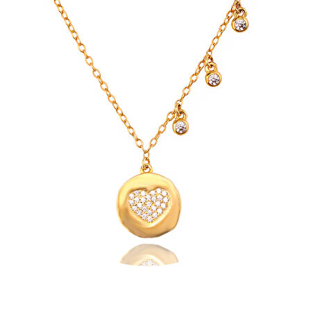 Masaliko Kalp Gümüş Kolye Ms3351, 925 Ayar Kadın Gümüş Kolye, İthal Ürün, Altın  Kaplama