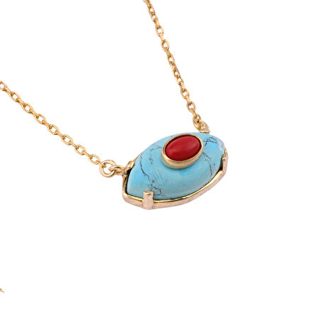 Masaliko Göz Gümüş Kolye Ms3355, 925 Ayar Kadın Gümüş Kolye, Altın Kaplama