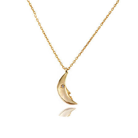 Masaliko Ay Gümüş Kolye Ms3367, 925 Ayar Kadın Gümüş Kolye, Altın Kaplama