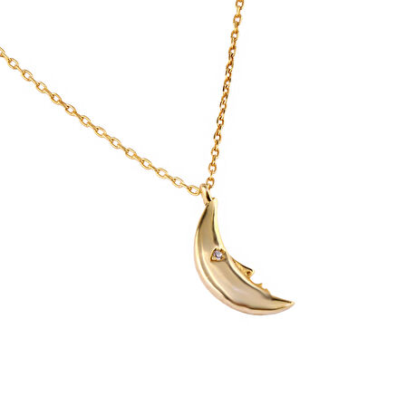 Masaliko Ay Gümüş Kolye Ms3367, 925 Ayar Kadın Gümüş Kolye, Altın Kaplama