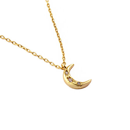 Masaliko Ay  Gümüş Kolye Ms3368, 925 Ayar Kadın Gümüş Kolye, Altın Kaplama