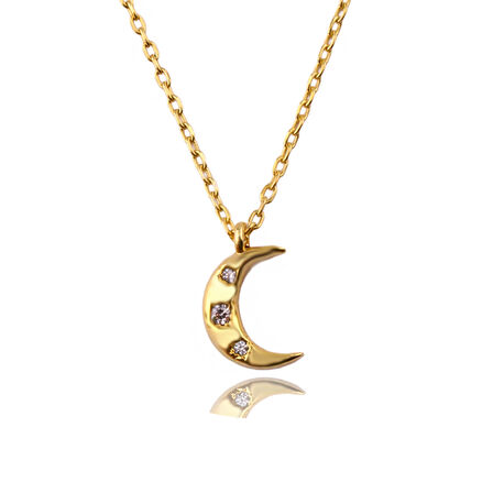 Masaliko Ay  Gümüş Kolye Ms3368, 925 Ayar Kadın Gümüş Kolye, Altın Kaplama