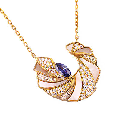 Masaliko Şık Gümüş Kolye Ms3361,  925 Ayar Kadın  Gümüş Kolye, Altın Kaplama