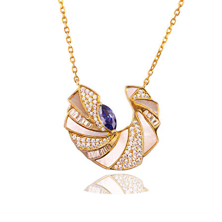 Masaliko Şık Gümüş Kolye Ms3361,  925 Ayar Kadın  Gümüş Kolye, Altın Kaplama