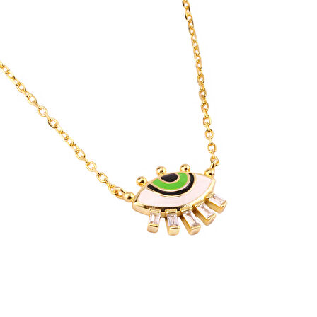 Masaliko Göz Gümüş Kolye Ms3627, 925 Ayar Gümüş Kolye, İthal Ürün, Altın Kaplama