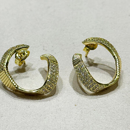 Masaliko Bendo 4 Gümüş Küpe Ms3674, 925 Ayar Gümüş, Altın Kaplama