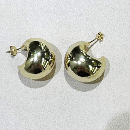 Masaliko Lui S 1 Halka Gümüş Küpe Ms3719, 925 Ayar Kadın Gümüş Küpe, İthal Ürün, Altın Kaplama