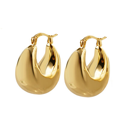 Masaliko Lui S 5 Halka Gümüş Küpe Ms3723, 925 Ayar Kadın Gümüş Küpe, Altın Kaplama, İthal Küpe