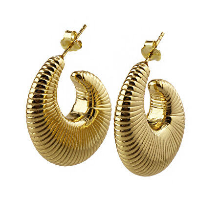 Masaliko Lui S 8 Halka Gümüş Küpe Ms3726, 925 Ayar Gümüş Kadın Küpe, İthal Ürün, Şarnel Küpe