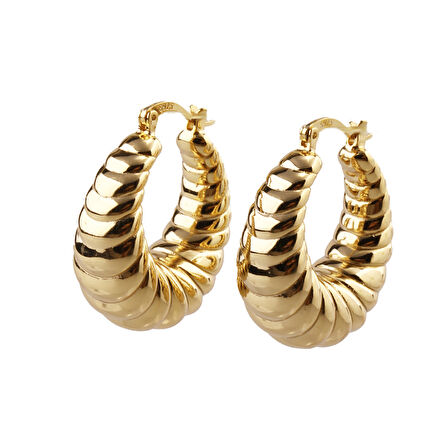 Masaliko Lui S 11 Halka Gümüş Küpe Ms3729, 925 Ayar Kadın Gümüş küpe, ithal Ürün, Altın Kaplama