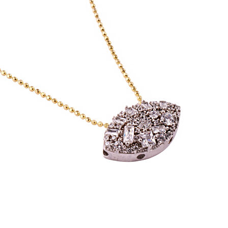 Masaliko Göz  Baget Gümüş Kolye Ms3732, 925 Ayar Kadın Gümüş Kolye, Altın Kaplama