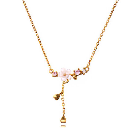 Masaliko Siu Çiçek Gümüş Kolye Ms3773, 925 Ayar Kadın Gümüş Kolye, İthal Ürün, Altın Kaplama