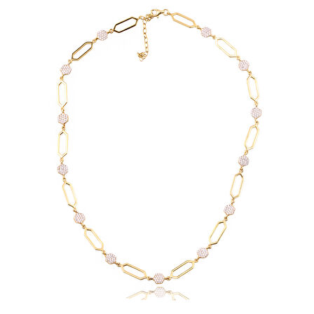 Masaliko Petiu Şık Gümüş Kolye Ms3781, 925 Ayar Kadın gümüş Kolye, Altın Kaplama, Trend Kolye