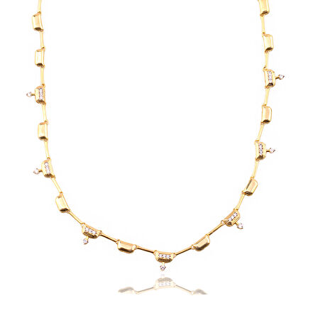 Masaliko Petiu 1Şık Gümüş Kolye Ms3782, 925 Ayar Kadın Gümüş Kolye, Altın Kaplama, Şık Trend Kolye