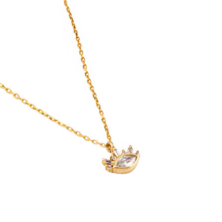 Masaliko Göz Minimal Gümüş Kolye Ms3793, 925 Ayar Gümüş, Altın Kaplama