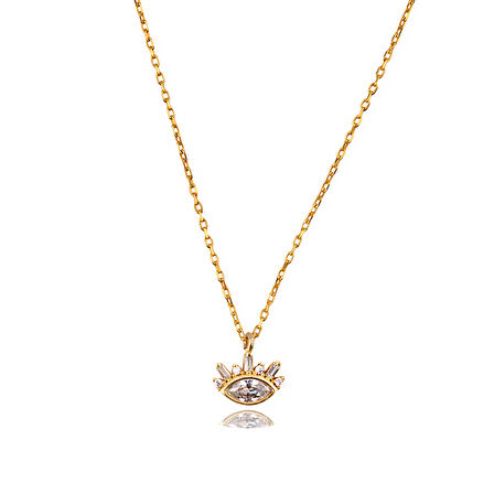 Masaliko Göz Minimal Gümüş Kolye Ms3793, 925 Ayar Gümüş, Altın Kaplama