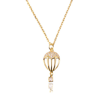 Masaliko Balon İthal Gümüş Kolye Ms3796, 925 Ayar Gümüş Kolye, Altın Kaplama, İthal Ürün