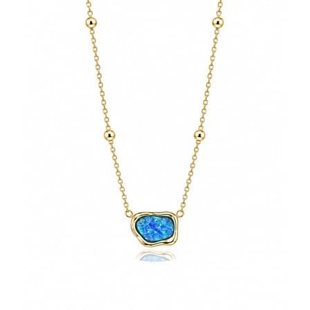 Masaliko Opal Taşlı 925 Ayar Gümüş Kolye 45 cm Altın Renk