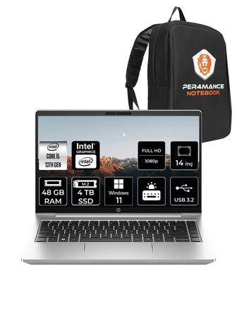 HP ProBook 440 G10 Intel Core i5 1335U 48GB 4TB SSD 14" FHD W11H Taşınabilir Bilgisayar & PER4 Çanta