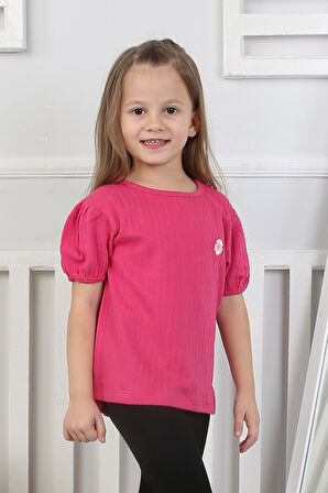 Kız Çocuk T-Shirt Papatya Nakışlı