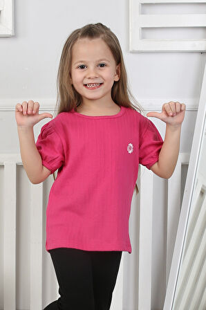 Kız Çocuk T-Shirt Papatya Nakışlı