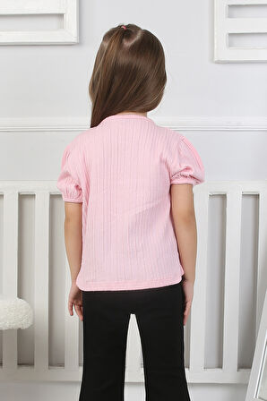 Kız Çocuk T-Shirt Papatya Nakışlı