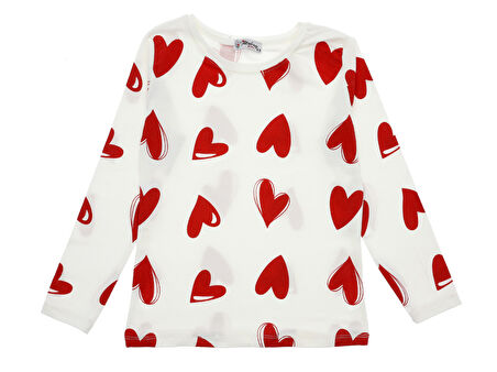 Kız Çocuk Bluz Kalp Baskılı