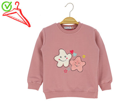 Kız Çocuk Sweatshirt Yıldız Baskılı