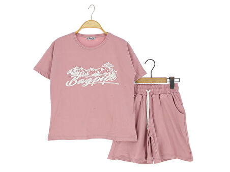 Kız Çocuk Şortlu Takım Baskılı