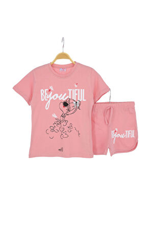 Kız Çocuk Takım Şortlu Baskılı