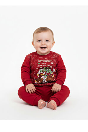 Unisex Bebe Takım Noellik Baskılı
