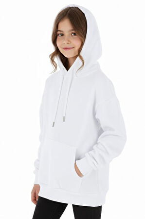 Kız Çocuk Sweatshirt Kapüşonlu Şardonlu Kışlık