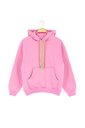 kız çocuk sweatshirt kışlık  şardonlu cepli kapüşonlu