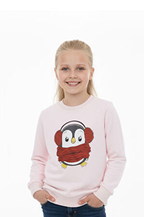 Kız Çocuk Sweatshirt Baskılı Şardonlu Kışlık