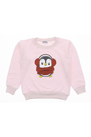 Kız Çocuk Sweatshirt Baskılı Şardonlu Kışlık
