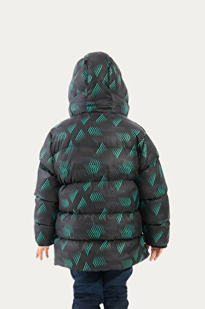 Erkek/Kız Çocuk Çıkabilir Kapüşonlu Su ve Rüzgar Geçirmez Cepli Kışlık Şişme Mont