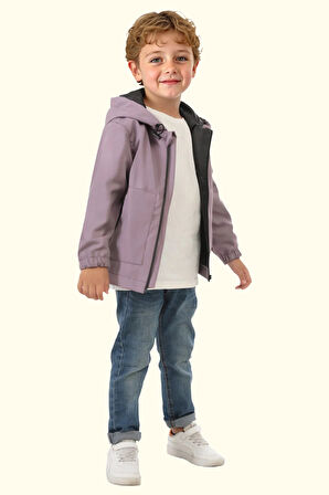 Erkek/Kız Çocuk Beyaz Çıkabilir Kapüşonlu Su ve Rüzgar Geçirmez Cepli Kışlık Şişme Mont