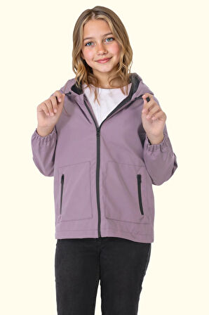 Erkek/Kız Çocuk Beyaz Çıkabilir Kapüşonlu Su ve Rüzgar Geçirmez Cepli Kışlık Şişme Mont