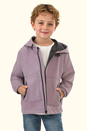 Erkek/Kız Çocuk Kapüşonlu Su ve Rüzgar Geçirmez Cepli Kışlık Yağmurluk