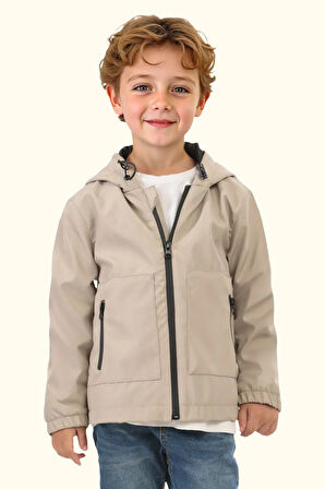 Erkek/Kız Çocuk Kapüşonlu Su ve Rüzgar Geçirmez Cepli Kışlık Yağmurluk