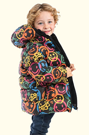 Erkek/Kız Çocuk Kapüşonlu Su ve Rüzgar Geçirmez Cepli Kışlık Şişme Mont