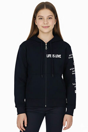 Kız çocuk Hırka Baskılı Kışlık Şardonlu