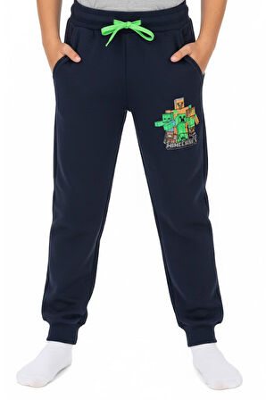 Erkek çocuk eşofman altı 2 iplik şardonlu minecreft baskılı