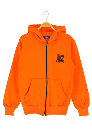 Erkek çocuk hırka 2 iplik şordonlu baskılı kapüşonlu