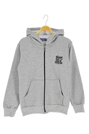 Erkek çocuk hırka 2 iplik şordonlu baskılı kapüşonlu