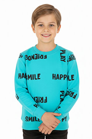 Erkek çocuk swatshirt 2 iplik şardonlu baskılı