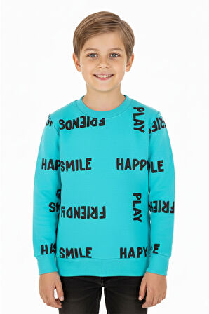 Erkek çocuk swatshirt 2 iplik şardonlu baskılı