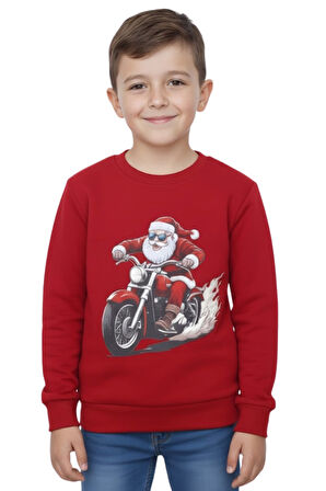 Erkek çocuk noellik 2 iplik şardonlu baskılı sweatshirt