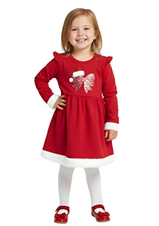 Kız Çocuk Elbise 2 İplik Baskılı Noellik