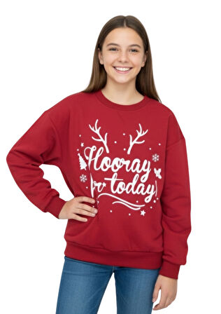 Kız Çocuk Sweatshirt 2 İplik Şardonlu Noellik